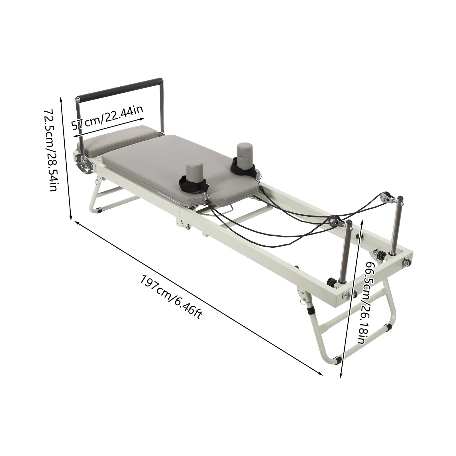 Large Multi-functional Fitness and Yoga Bed Latex Spring Dual-Purpose Gray 77.56*22.44*28.54in Foldable Pilates Reformer Machine Latex Spring Dual-Purpose for Homes, Offices, Yoga Studios, Gyms, And Other Places