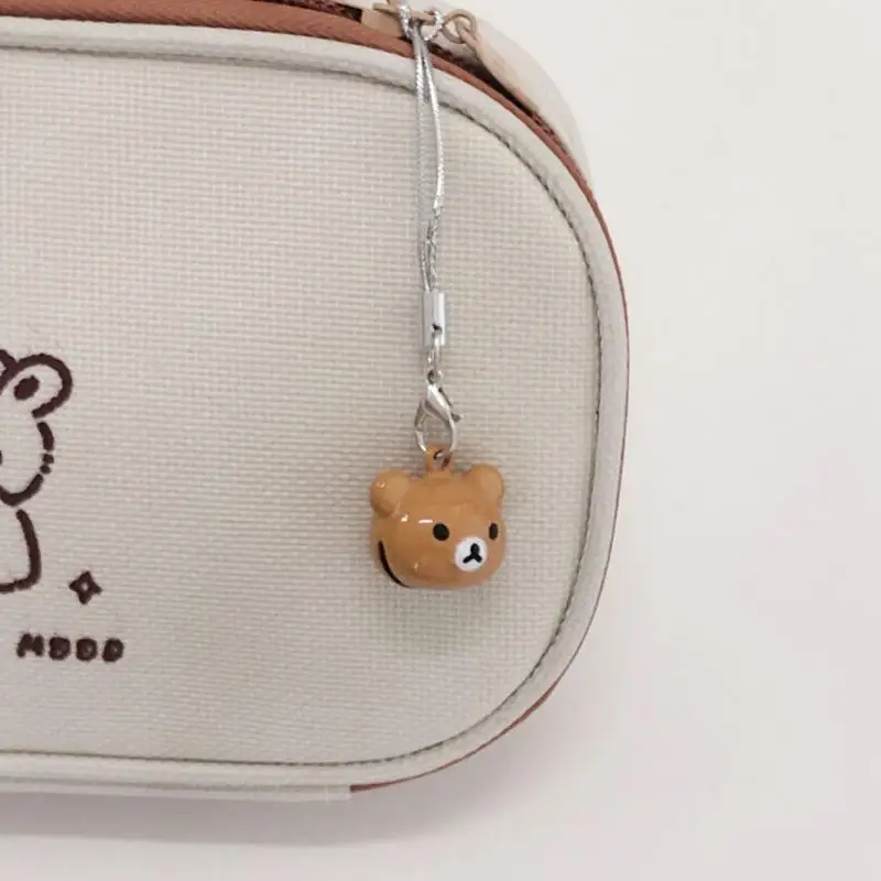 Kawaii Rilakkuma Bell Cartoon plecak wisiorek akcesoria na zamek błyskawiczny studenci łańcuszek do telefonu brelok dekoracja dziewczyny prezent