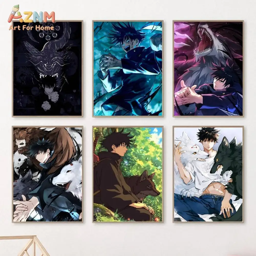 AZNM Jujutsu Kaisen Fushiguro Megumi Anime Póster de Manga con Estampado de Diamante Sin Marco, Técnica de Diez Sombras, para Dormitorio/Hogar