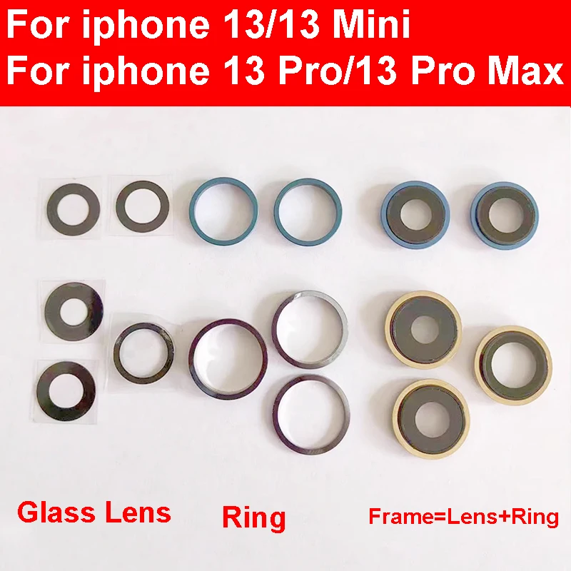 

Стеклянная крышка объектива задней камеры для iphone 13 13 Mini 13 Pro 13Pro Max Стеклянное кольцо объектива задней камеры с держателем рамки с наклейкой