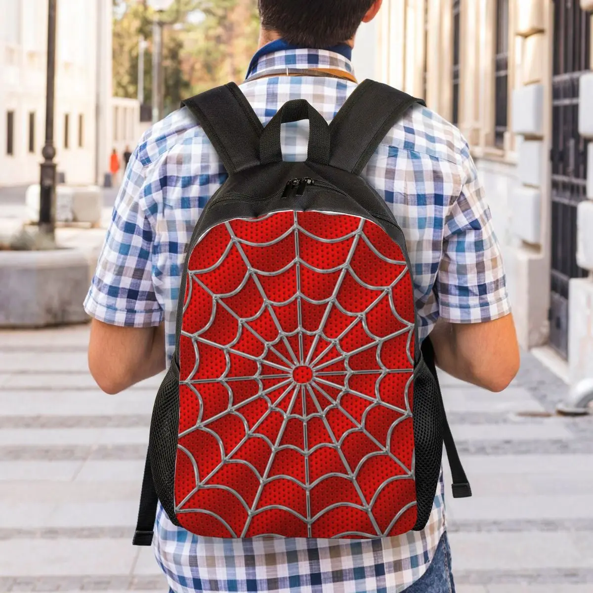 Custom Classic Red Spider Web Pattern Travel Backpack Men Women School Computer Bookbag College Student Daypack Bags