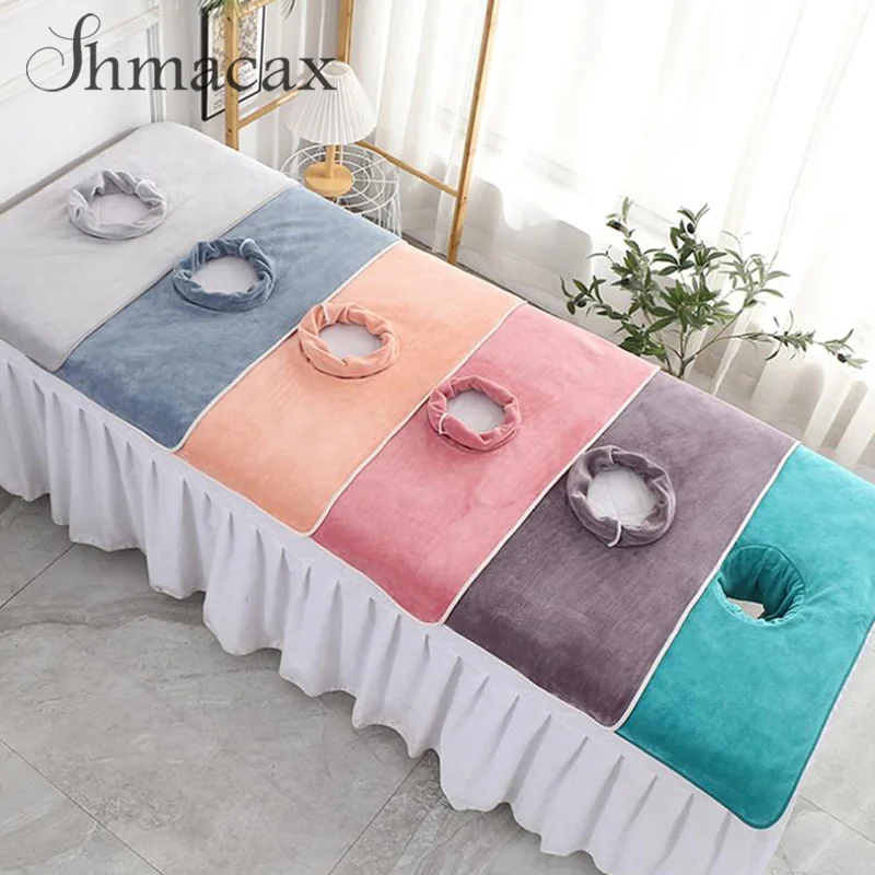 

40*80cm Thickened Beauty SPA Massage Table Planking Face Towel with Hole Bed Bandana