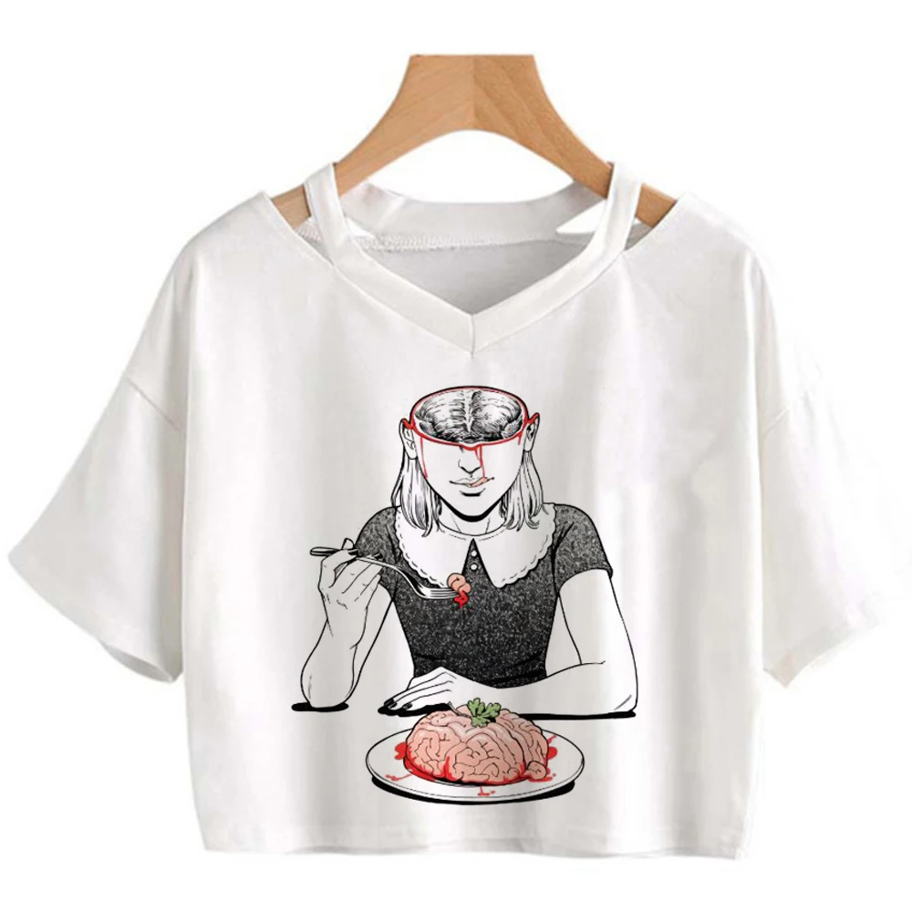 Junji Ito cropped top women clearance sales cheap vintage jojifuku dollette tshirt clearance sales party cheap