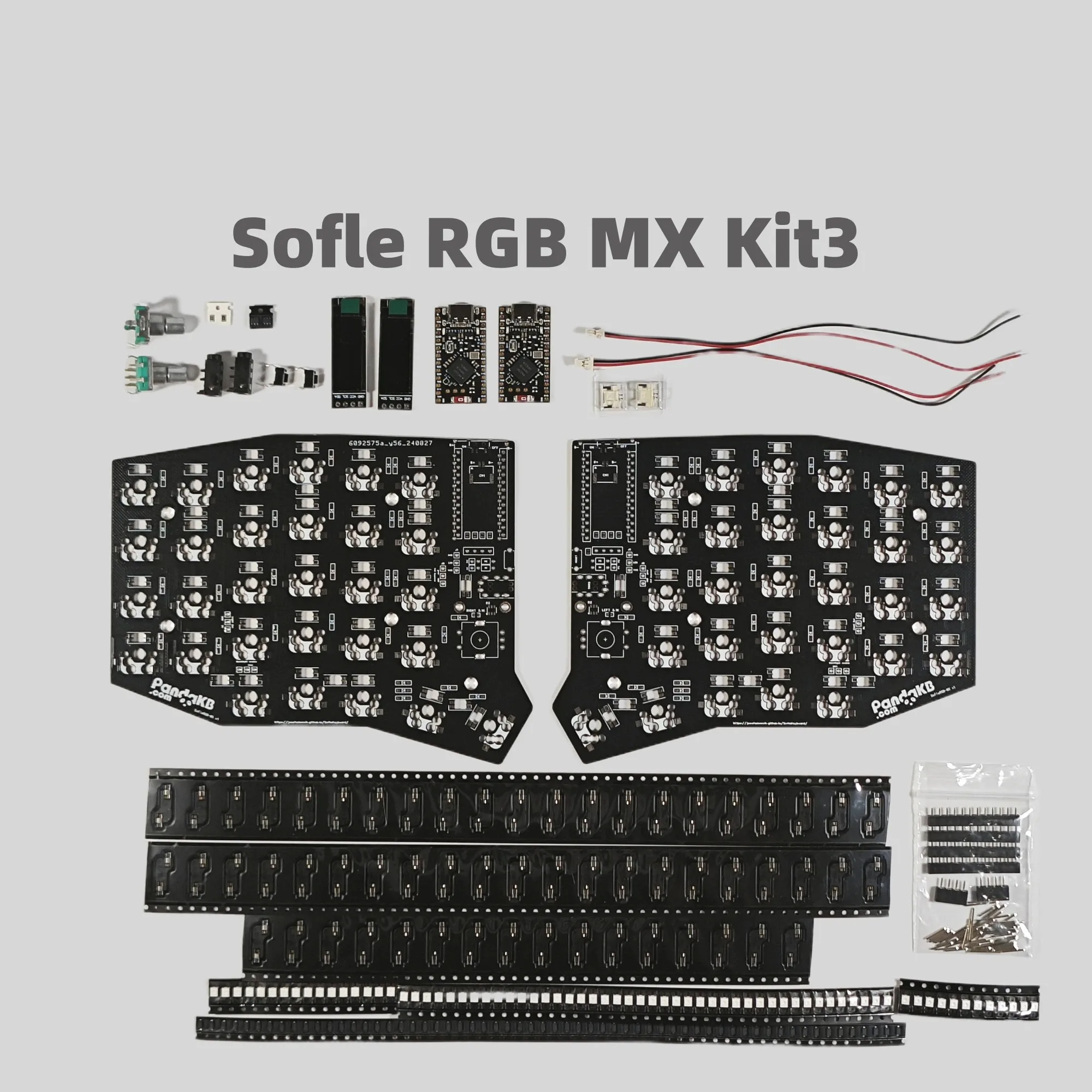 Sofle-teclado dividido RGB, accesorios PCB, cableado personalizado, teclado dividido inalámbrico, no preconstruido, ensamblaje del cliente, todas las piezas