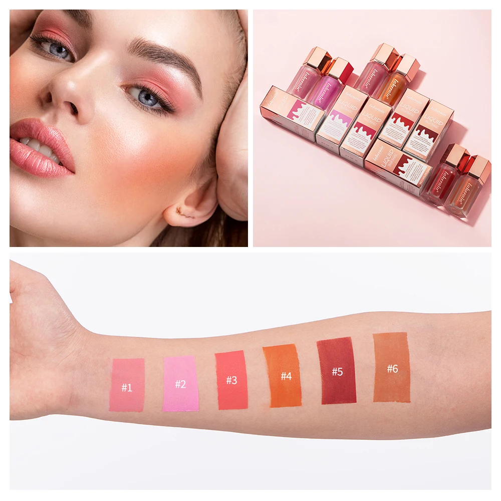 New Facial Liquid Cheek Blush con spugna nutriente Blush Cream Waterproof multiuso Eyes lips Makeup Blush Stick Cosmetics