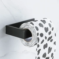 Black Self Adhesive Toilet Paper Holder Bathroom Stainless Steel Tissue Holder Wall Storage Paper Square Roll Rack No Drill - Image 5