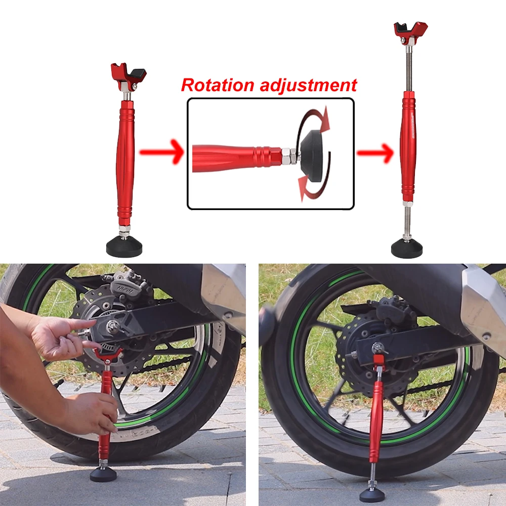 オートバイサポートサイドホイールスタンドフレームバランサーリフトブレーキロックフック付きユニバーサル KTM ヤマハホンダスズキモトクロス
