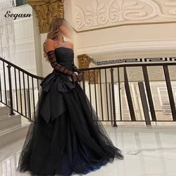 Black Tulle Prom Gowns Empress A Line Party Dresses For Women Bow Elegant Princess Romantic Wedding Event Dress Long Customized