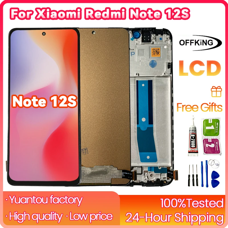 6.67inch for LCD Xiaomi Redmi Note 12S For Touch ScreenDigitizer Xiaomi Redmi Note 12S 2303CRA44A LCD with frame