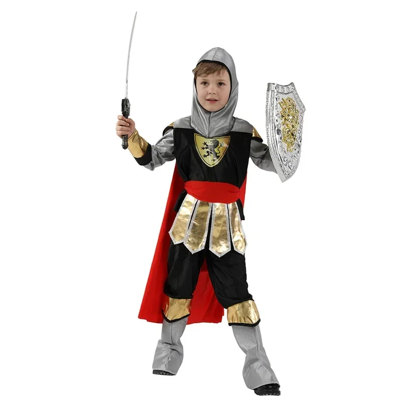 Halloween Royal Warrior Knight Costumes Boys Soldier Children Medieval Roman Cosplay Carnival Fancy Dress