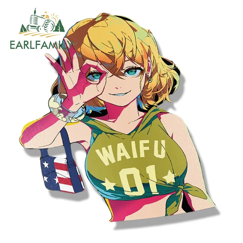EARLFAMILY Asami Nanami Fanart Car Sticker Anime Sketch Waifu Decal JDM Cartoon Peeker Girl Stickers Car Wrap