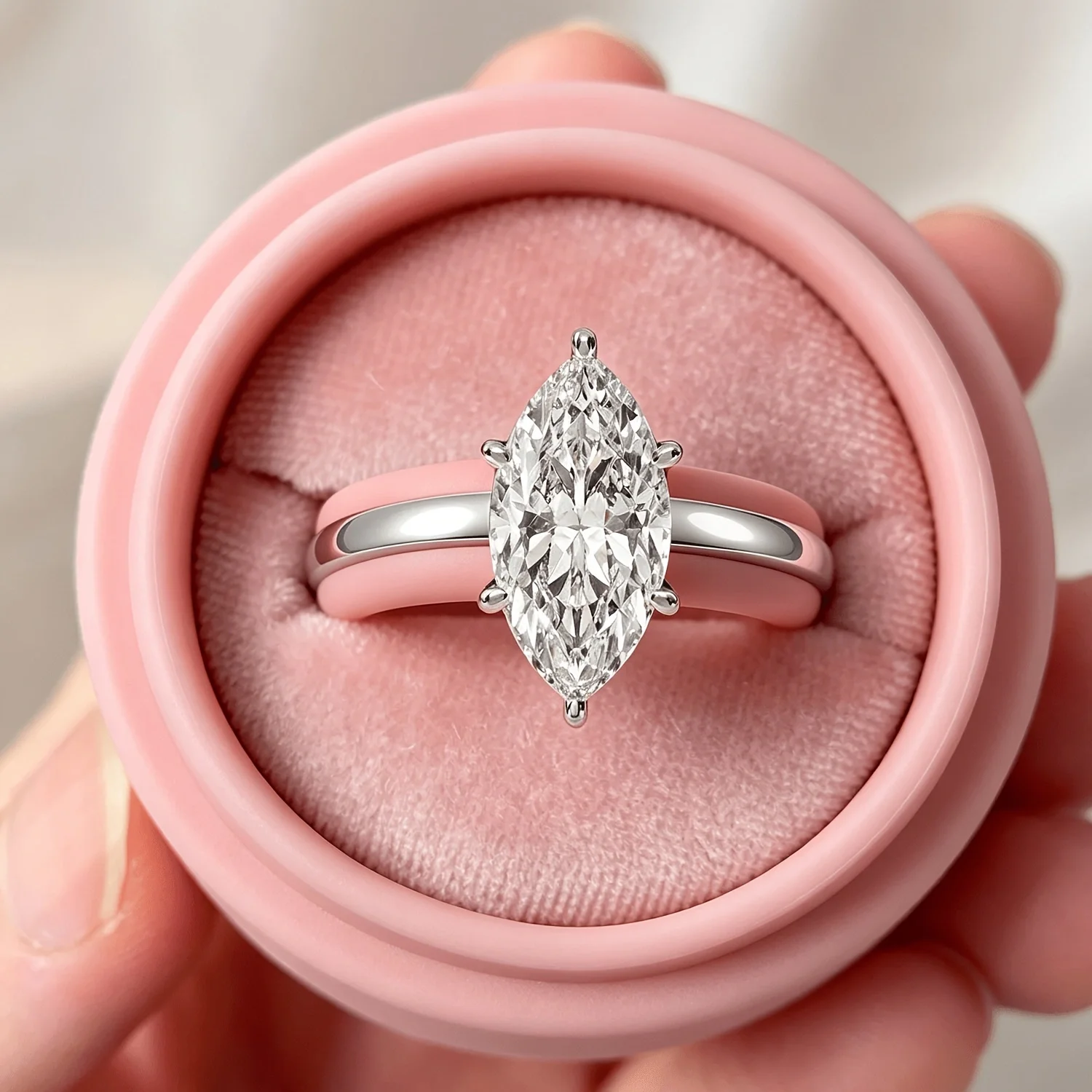 Trendy 2‑in‑1 Separable Silicone Ring,Marquise Cut Zircon Inlaid Soft Pink Wedding Band For Daily Wear