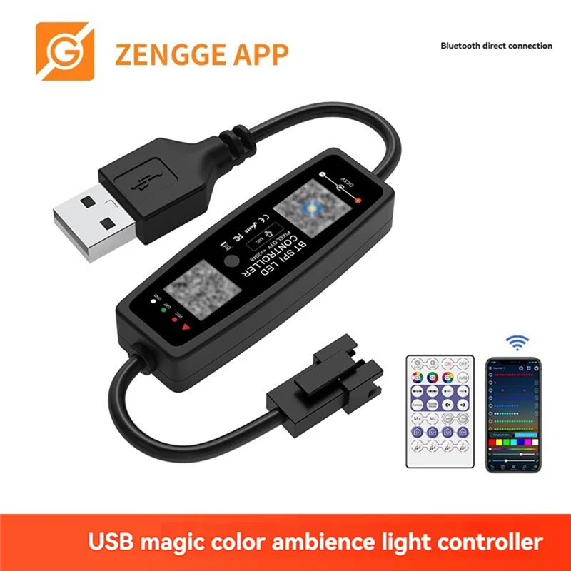 AT51-WS2812B Controller รีโมทคอนโทรลบลูทูธเพลง APP สําหรับพิกเซล LED Strip Light SK6812 WS2811 WS2812