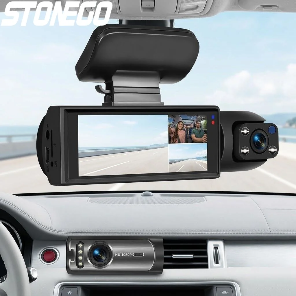 

Видеорегистратор 1080P HD с двумя камерами (передняя и задняя), ИК ночным видением, G-сенсором и IPS-экраном