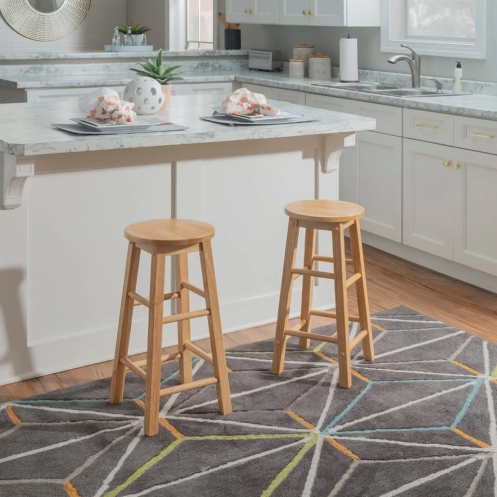 Banqueta natural com assento redondo, 24"