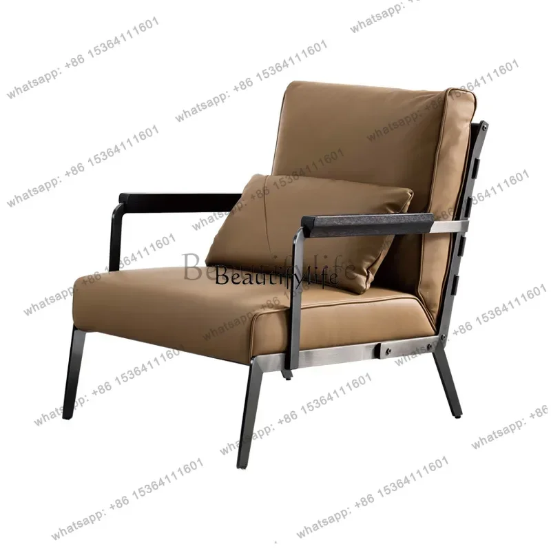 

pg45Итальянский минималистичный кожаный одиночный стул для отдыха, современный минималистичный диван-кресло из цельного дерева