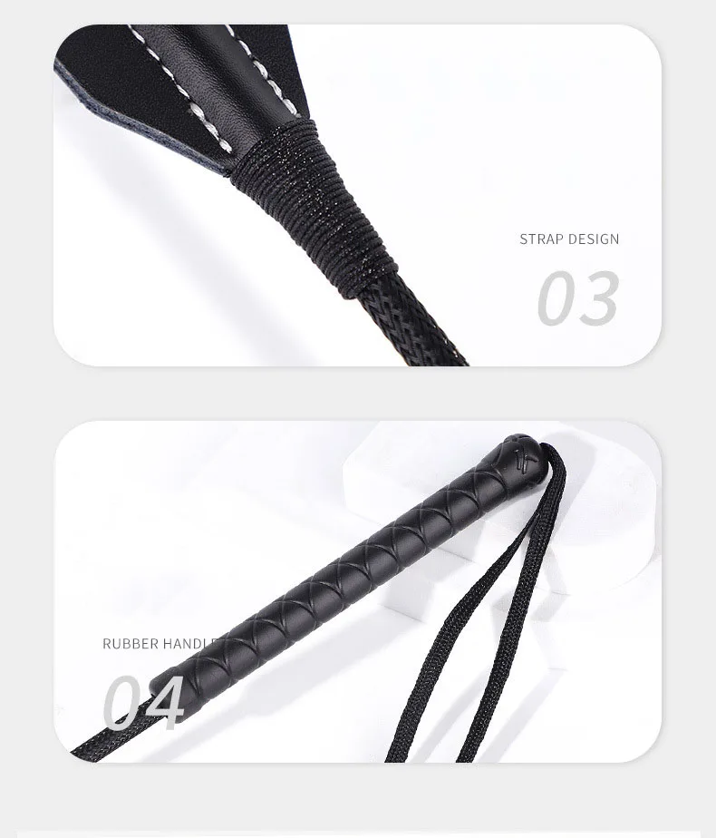 سوط يمزح من الجلد الناعم للبالغين SM Props Horsewhip #4