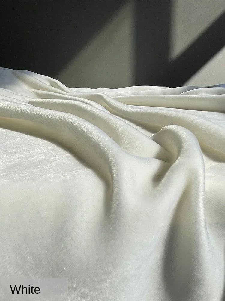 Pure Silk Velvet Fabric White Luster Golden Velvet Smooth Drape Cloth for Apparel Sewing By The Meter Diy Viscose Material