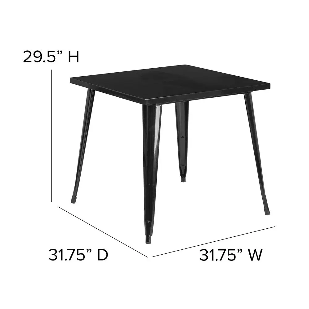 

Commercial Grade 31.75 Square Black Metal IndoorOutdoor Table