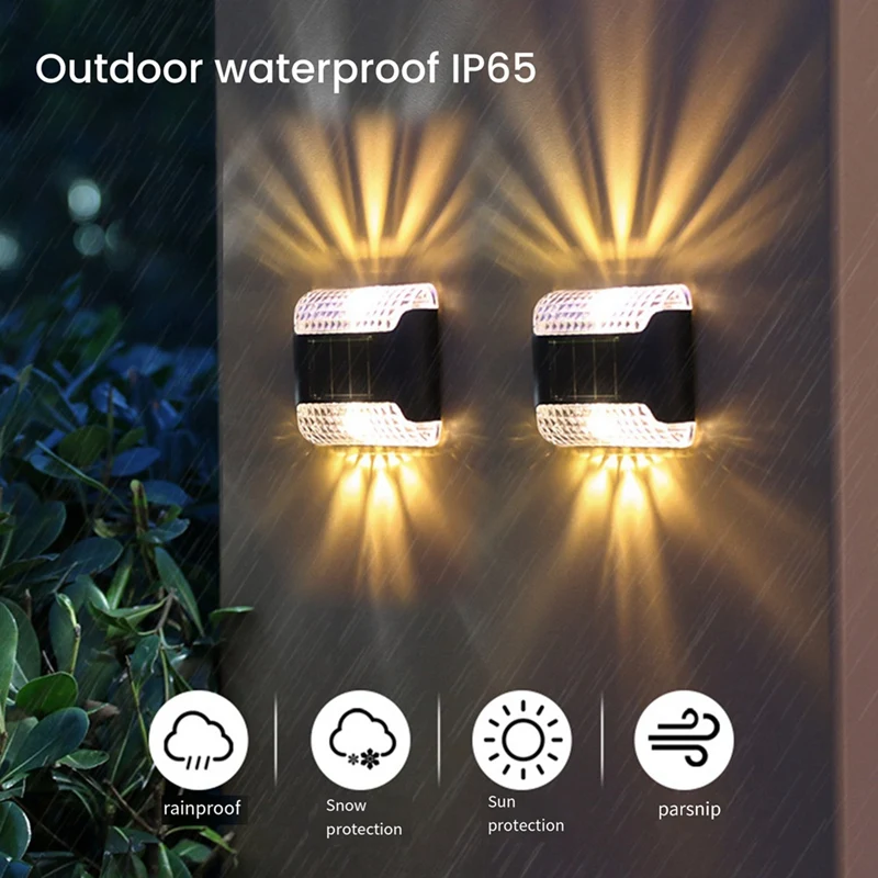 4PCS Solar Wall Lamp Outdoor Waterproof Widely Applicable Solar Decorative Lights IPX65 Waterproof Grade