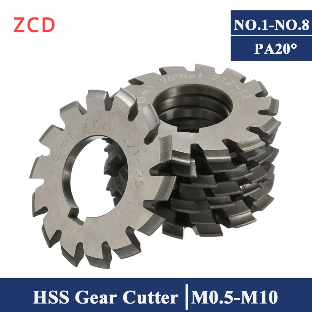 HSS Gear Milling Cutter M0.5 M1 M2 M3 M4 M5 M6 PA20 Modulus Degrees Disc Spur Gear Milling Cutter Straight Tooth Disc Bevel Gear