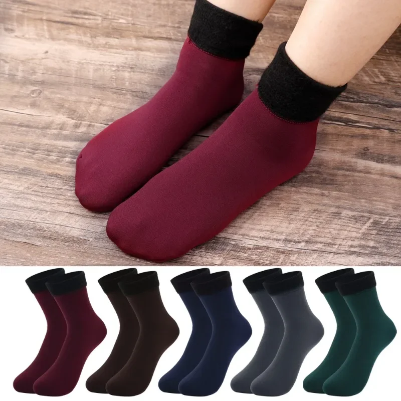 Chaussettes thermiques épaisses en nylon monochrome pour femmes, chaussettes chaudes en velours, chaussettes de couchage au sol unisexes, bottes souples sans couture, hiver, 1 paire, 3 paires