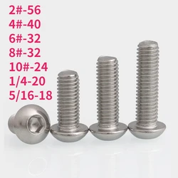 UNC 2# 4# 6# 8# 10# 1/4 5/16 304 A2-70 Stainless Steel Round Head Hex Hexagon Socket Screws Button Head Allen Bolts