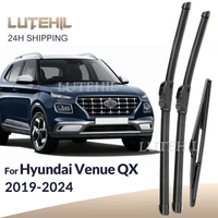 Para Hyundai Venue QX 2019-2024 2020 2021 2022 limpiaparabrisas delantero y trasero limpiaparabrisas cepillos de ventana 24 ""+ 18"" + 12""
