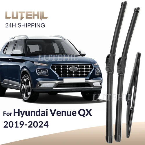 Imagen 1 del producto Para Hyundai Venue QX 2019-2024 2020 2021 2022 limpiaparabrisas delantero y trasero limpiaparabrisas cepillos de ventana 24 ""+ 18"" + 12""