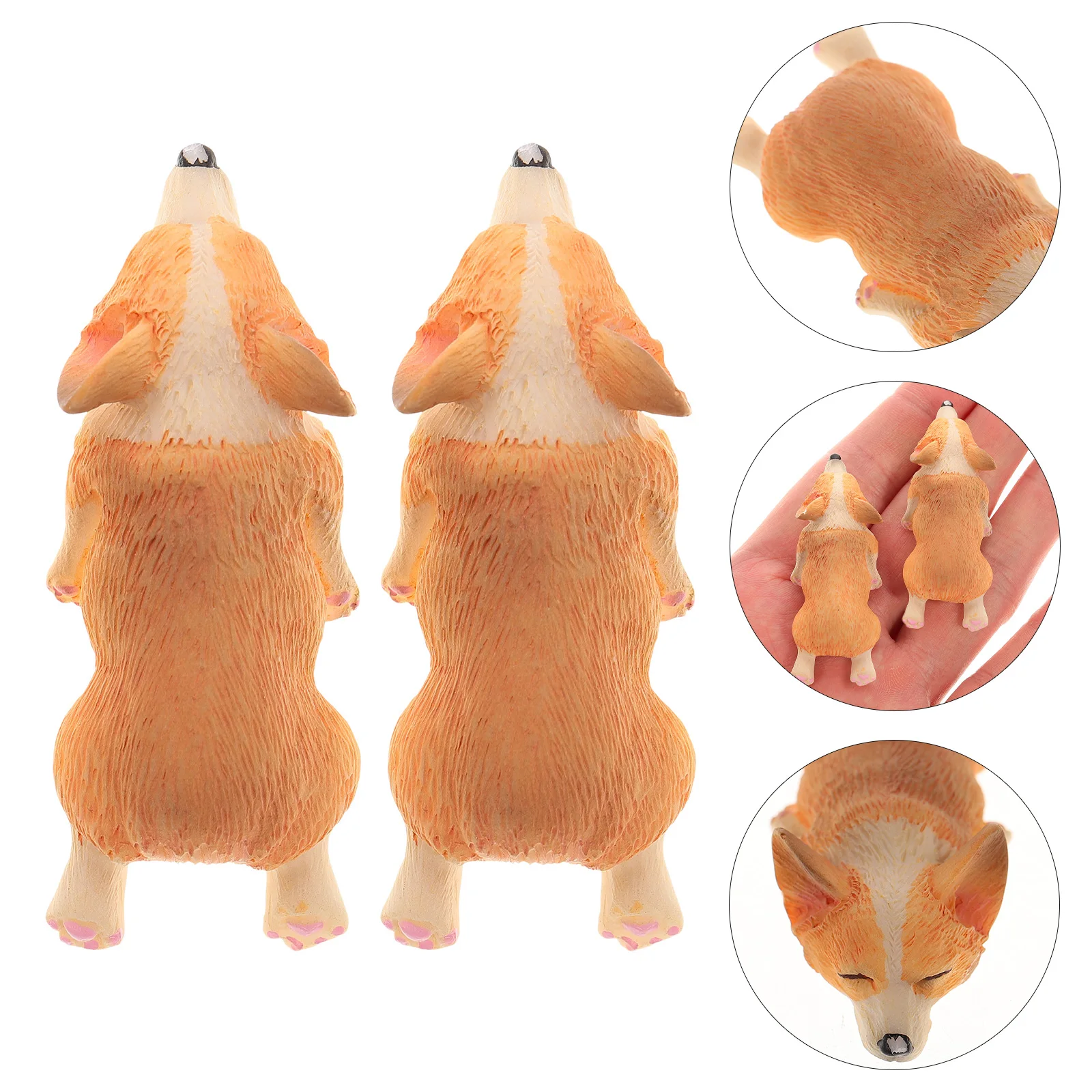 

2 Pcs Corgi Car Decorations Ornament Miniature Accessories Dog Figurines Ornaments Resin