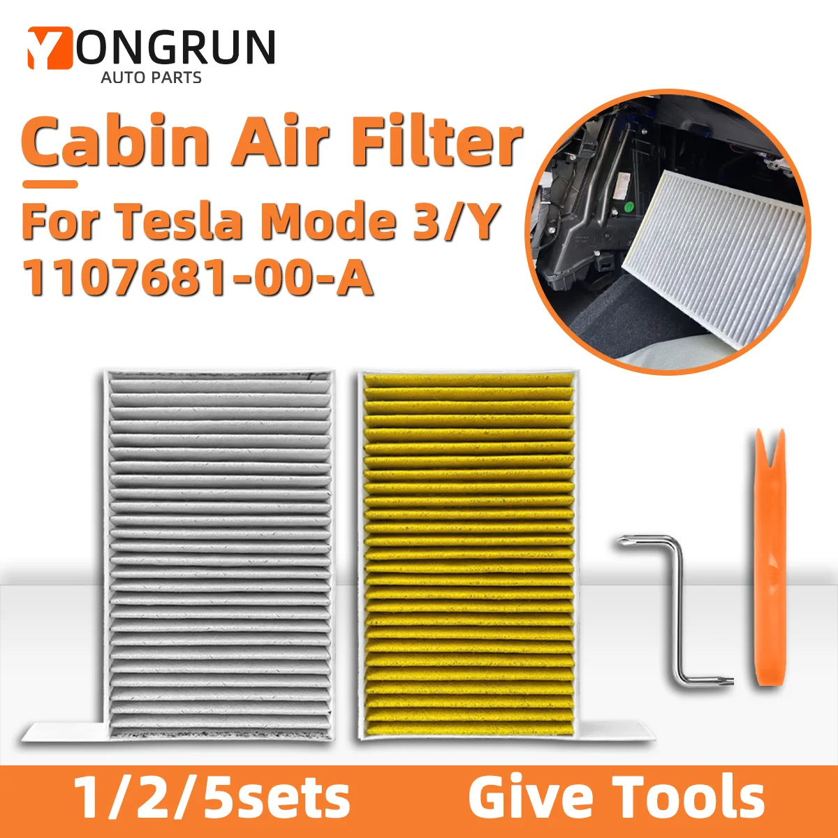 Innenraumluftfilter passend für Tesla Model 3/Y mit eingebautem Aktivkohlefilter, 1107681-00-A, 1107681-00-B, CF12774, FP25015 – Detail 1