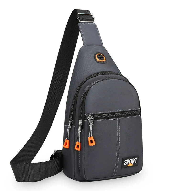 

Men's large capacity chest bag with headphone jack, adjustable shoulder strap, hands-free, suitable for outdoor sports during co