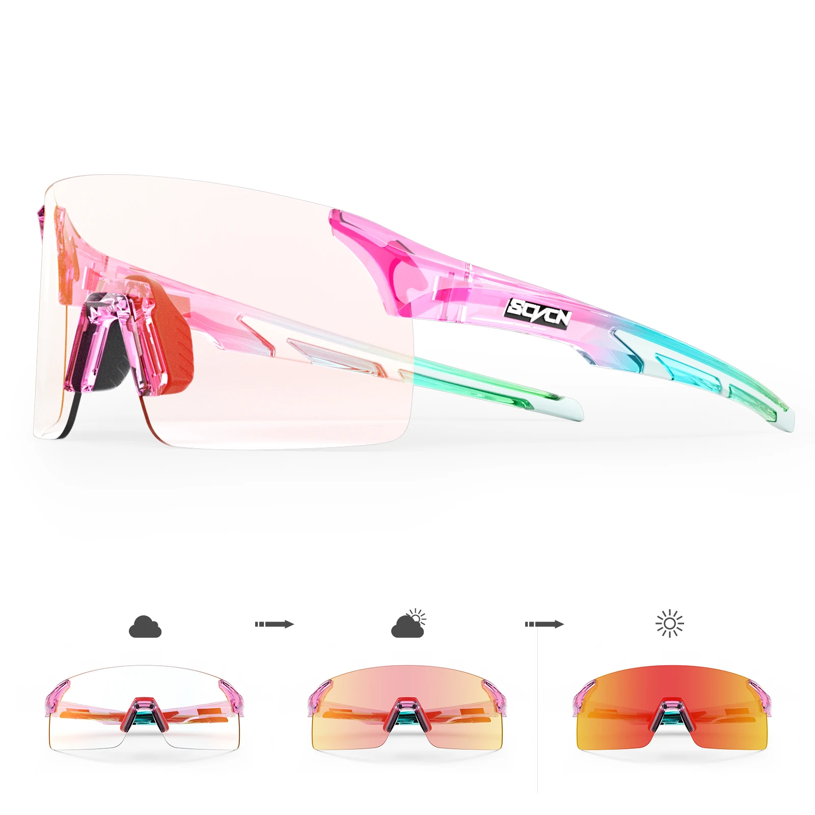 

SCVCN Color Photochromic Cycling Glasses MTB Road Bike Glasses UV400 Hiking Fashion Sports Sunglasses Outdoor Running Sunglasses