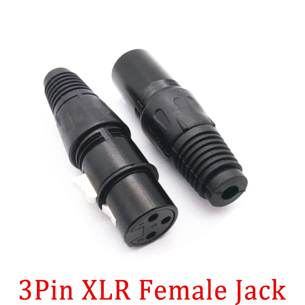 1/2/5Pcs Black 3Pin XLR Cannon Mic Connector XLR Microphone Male Female Audio AV Cable Terminals Sound 3Core Plug Socket Adapter