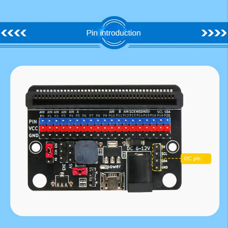 1 Piece For Micro:Bit Expansion Board To 5V Power Supply Io Improvement Board Micro-Bit Adapter Board Black PCB