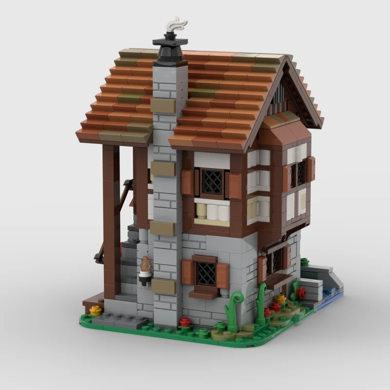 1000 pz Moc Villaggio Medievale Mulino Acqua Architettura Modulare Castello Case Building Blocks Mattoni di Montaggio Giocattoli Per Bambini Regali FAI DA TE