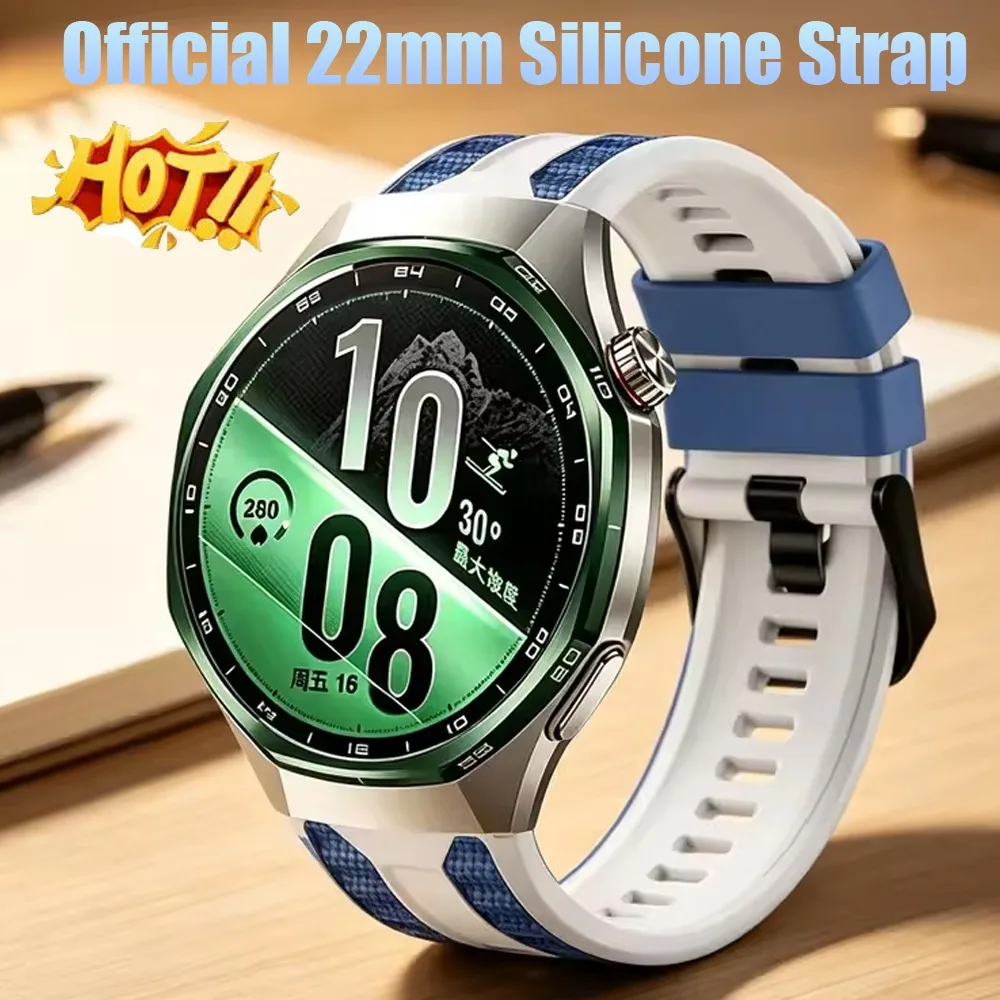 Official 22mm Two-color Silicone Strap for Huawei Watch 5 GT7/6/5/4 GT7 Pro 46mm Breathable Huawei Watch Ultimate 2/GT Runner 2