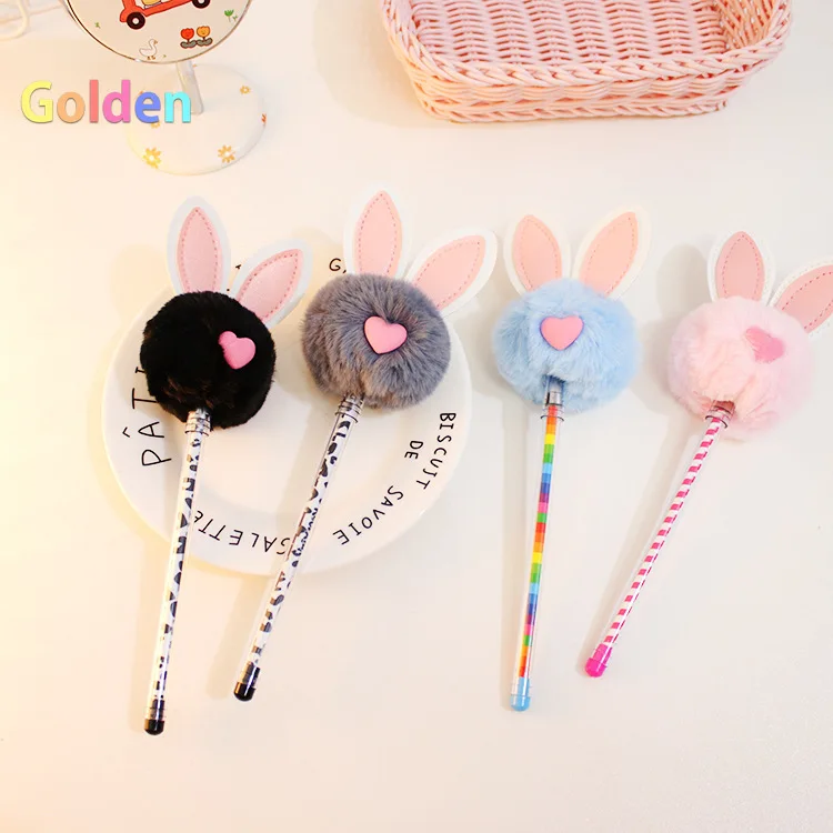 5Pc Creative Grappig Konijn Gel Pen, Schrijven Levert Voor Kinderen Zwarte Inkt Kawaii Briefpapier, veel Kleur Kan Kiezen Studenten Pennen