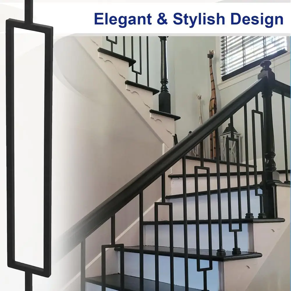 10-Pack Rectangular Hollow Square Craft Spindles Balusters 1/2 for Interior Staircase with Iron Swivel Shoes