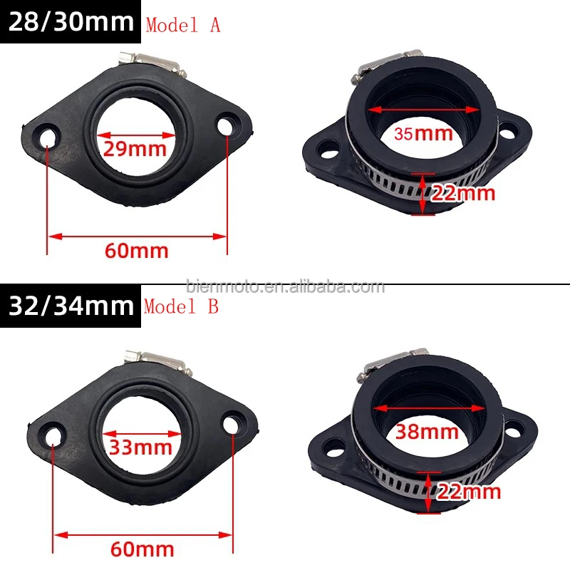 Tubo de entrada do adaptador do carburador da motocicleta, Carb Pit Dirt Bike, PWK 21mm, 24mm, 26mm, 28mm, 30mm, 32mm, 34mm, TM28 mm, 32mm, 34