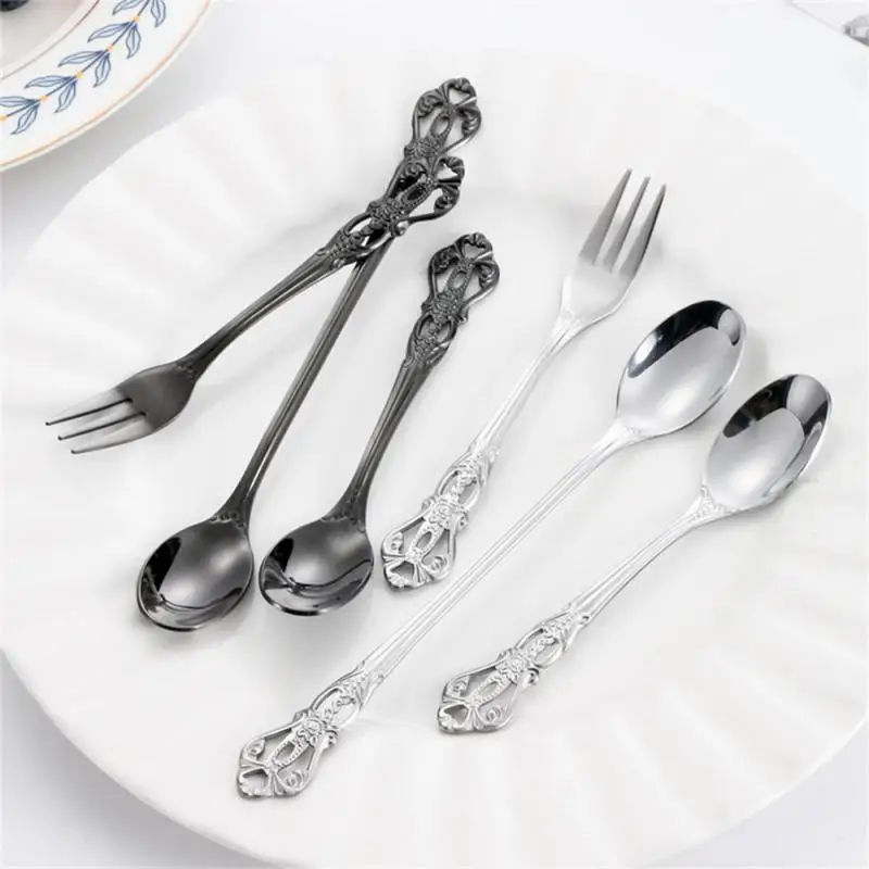 1/2/3PCS Stainless Steel Cutlery Set Gold Dinnerware Royal Tea Spoon Forks Knives Kitchen Western Dinner Silverware Tableware