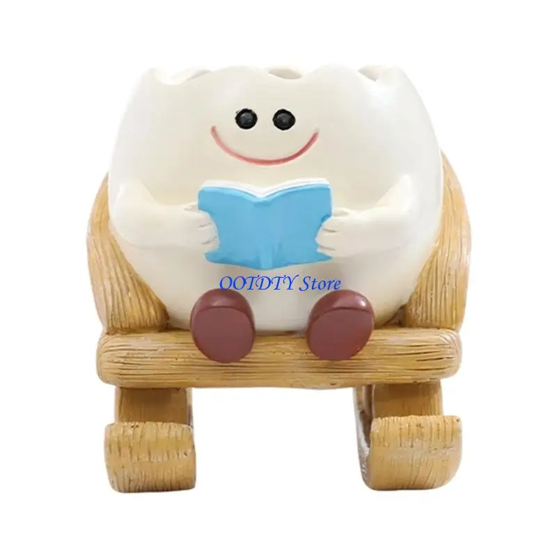 367A Rocking Chair Faces Planter with Drainage Hole Lovely Head Planter for Indoor Outdoor Plant Succulents