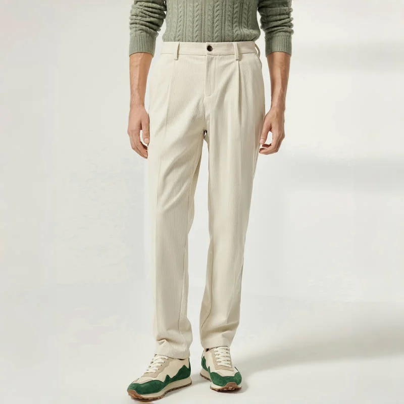 

Snowflake Velvet Single-Pleated Straight-Leg Men's Trousers Relaxed Fit Plus Size Men's Pants Winter Business Casual Men's Suit