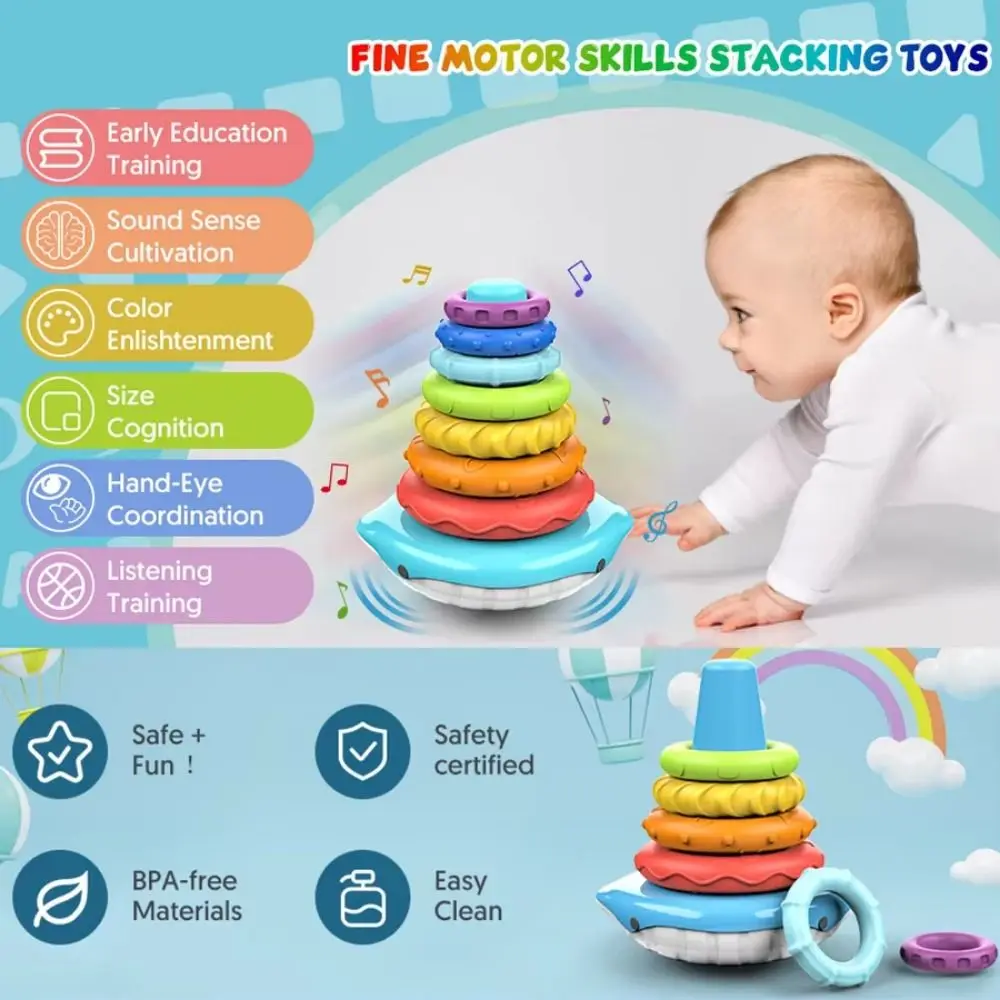 Irregular Square Rainbow Stacker Baby Montessori Rainbow Tower Rotating Screw Bolt Toys Stackable Early Education