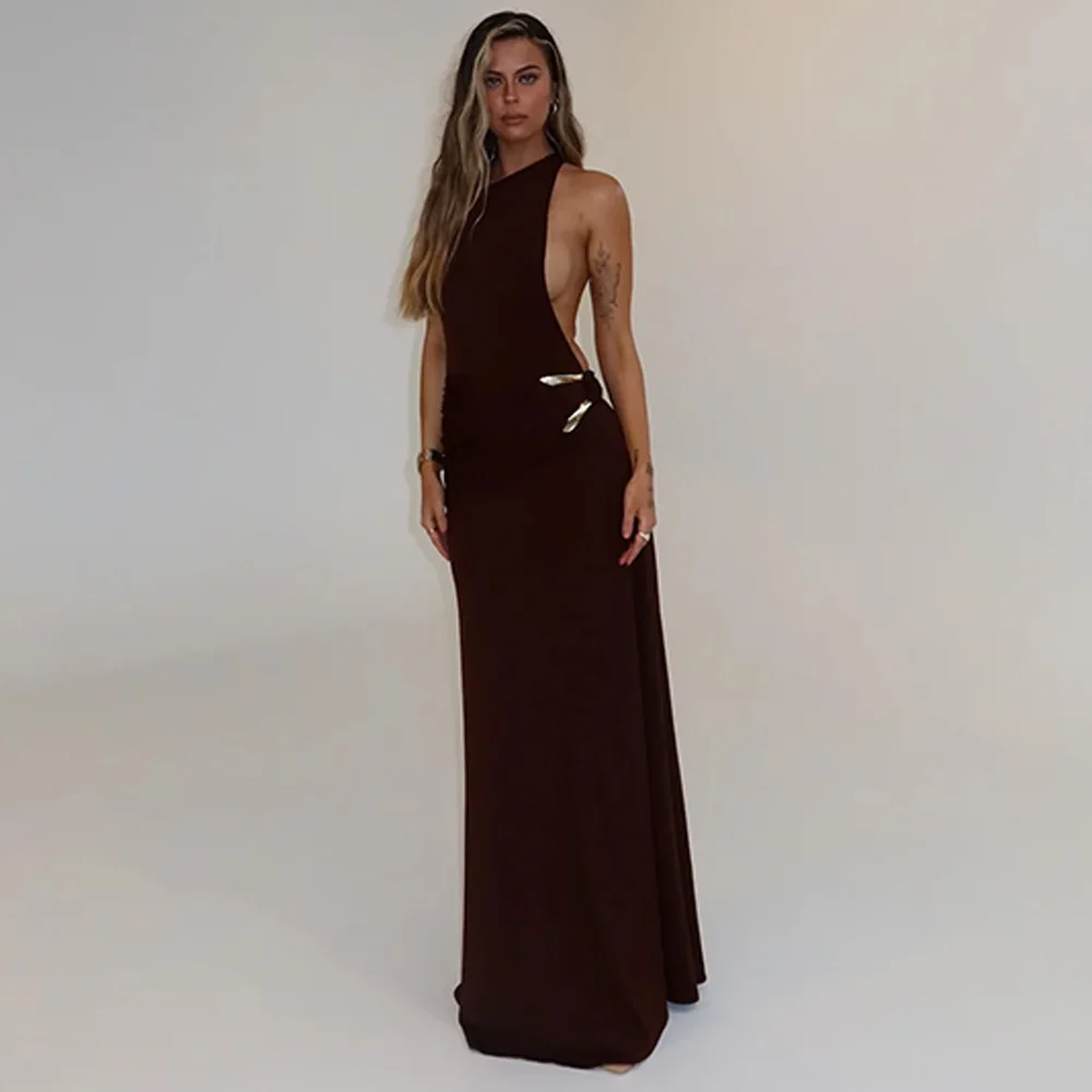 Sexy Neckholder Ärmelloses Abendkleid Maßgeschneidertes Jersey Meerjungfrau-Rückenfreies Elegantes Partykleid Damen Schleppe Cocktailkleid