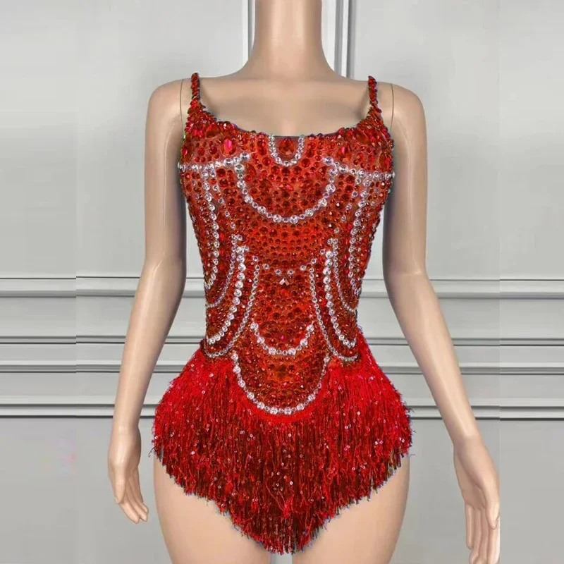 Красочные стразы с бахромой боди для бара, ночного клуба Dj Ds Rave наряд, женский танцевальный костюм певицы Gogo, одежда для сценического танца на пилоне