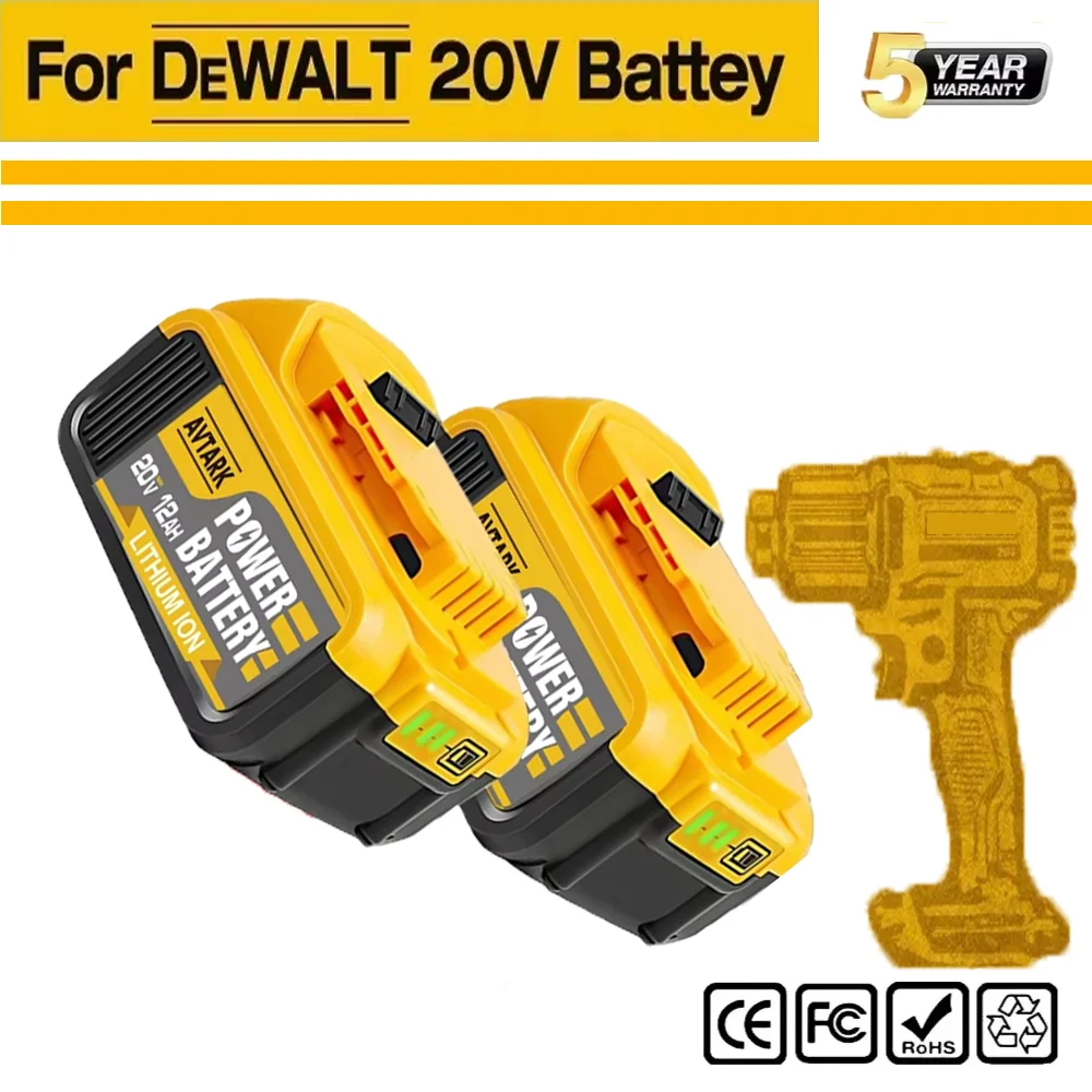 

Original 12000mAh large capacity For DeWalt DCB200 DCB184 DCB203 DCB205 Power Tool Batteries 20 Volt Replacement Li-ion Battery