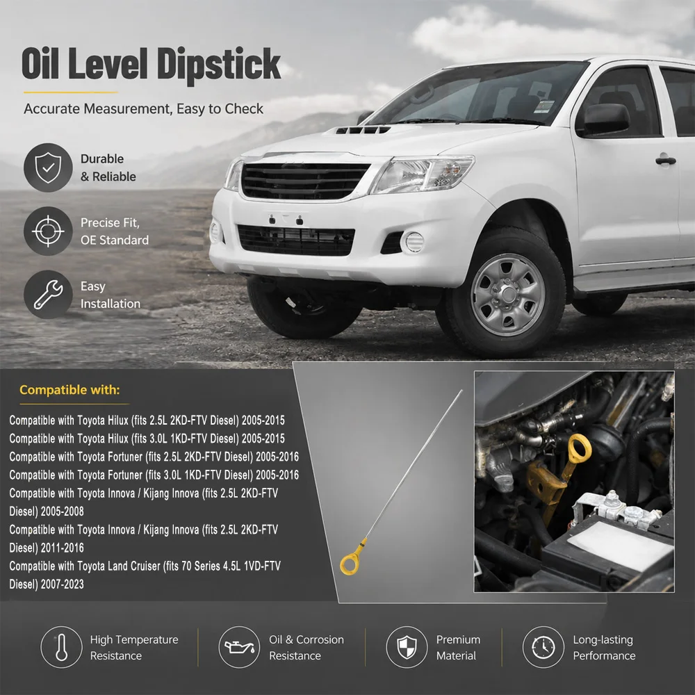 15301-30070 1530130070 Engine Oil Fluid Dipstick Oil Level Gauge For Toyota Hilux Fortuner fits 2.5L 2KD-FTV/3.0L 1KD-FTV Diesel