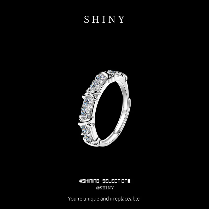 

S925 sterling silver cross full circle 0.8ct VVS1 D Color moissanite ring Valentine's Day engagement wedding ring jewelry gift