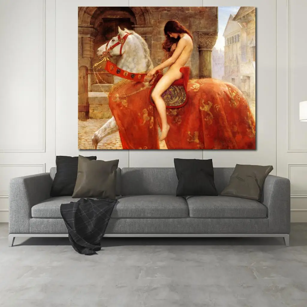 رسمت باليد سيدة Godiva عارية صورة النفط اللوحة رومانسية جون كولير قماش الفن أنيقة غرفة نوم جدار ديكور عالية الجودة
